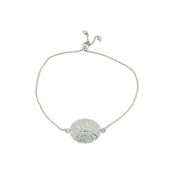 Sterling Silver Diamond Cut Oval Sweetgrass Lariat Bracelet