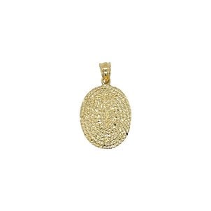 14K Yellow Gold Oval Diamond Cut Sweetgrass Pendant