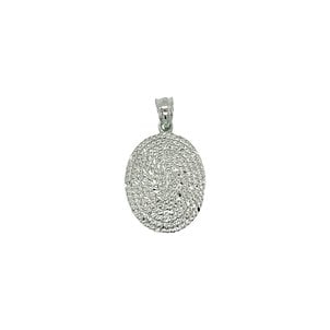 Sterling Silver Oval Diamond Cut Sweetgrass Pendant