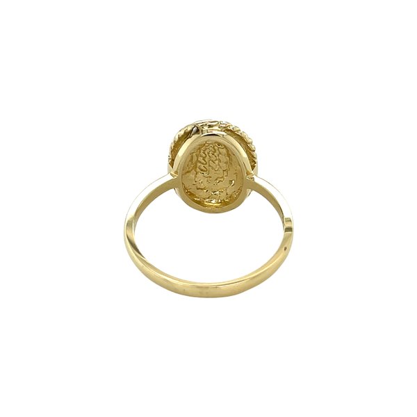14K Yellow Gold Diamond Cut Oval Sweetgrass Ring Size 6.25