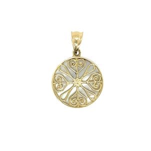 14KY Mother of Pearl Thomas Bennett House Gate Pendant