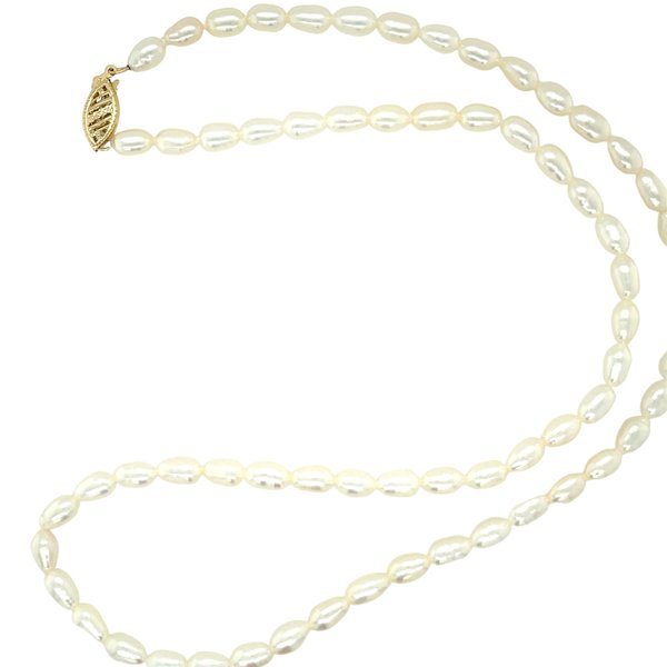 14K Yellow  GC Original 4-4.5mm Rice Pearl Necklace