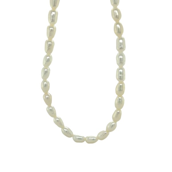 14K Yellow Gold 4-4.5mm Rice Pearl Necklace
