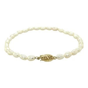 14K Yellow Gold 4-4.5mm Charleston Rice Pearl Bracelet