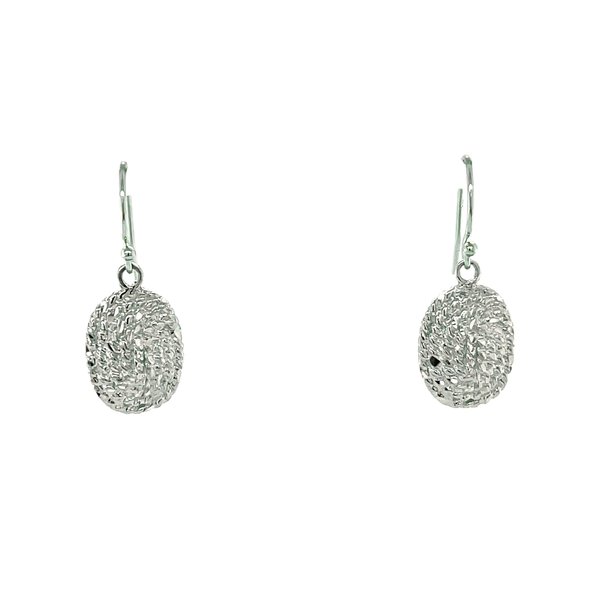 Sterling Silver Oval Diamond Cut Sweetgrass Dangle Earrings Small