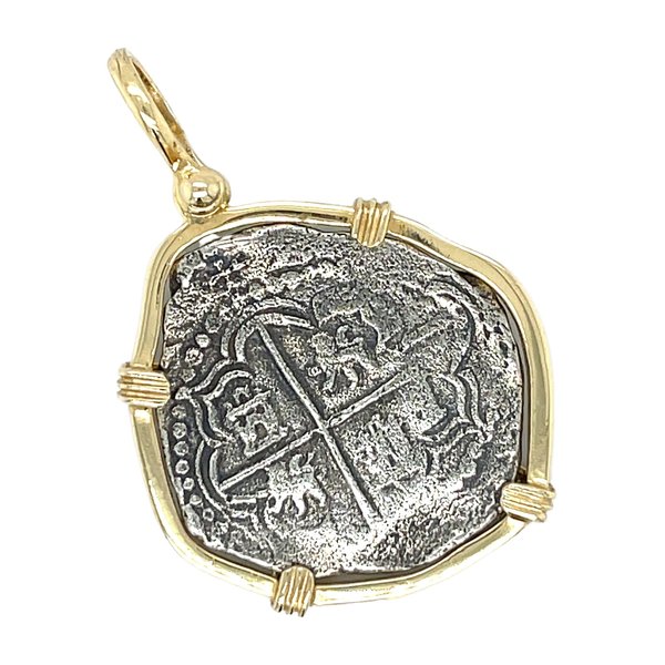 14K Yellow Gold/Sterling Silver Replica Atocha Coin Pendant