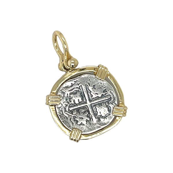 14K Yellow Gold and Sterling Silver Replica Atocha Pendant