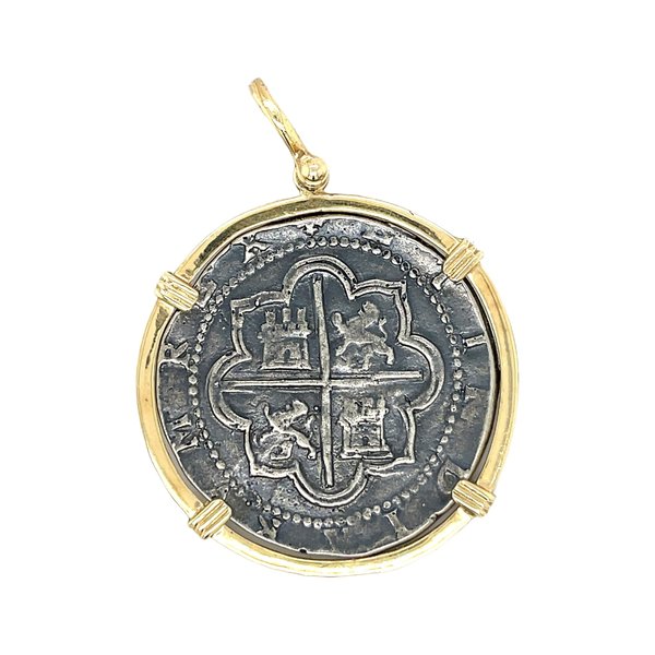 14K Yellow Gold and Sterling Silver Replica Atocha Pendant