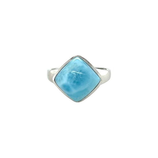 Sterling Silver Square Larimar Ring Size 10.25