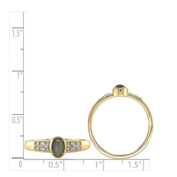 14K Yellow Gold .28ct Cabochon Cat's Eye Alexandrite & .02ct Diamond Ring Size 7