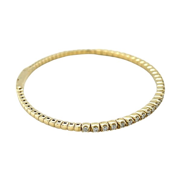 14K Yellow Gold .65ct Diamond Flexible Bangle 6.75"