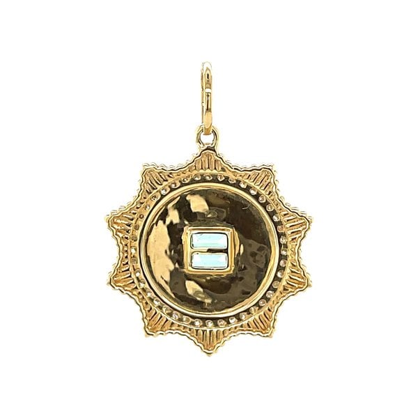 14K Yellow Gold .23ct Diamond & .24ct Emerald Starburst Pendant