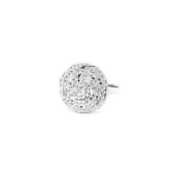 Sterling Silver Diamond Cut Round Sweetgrass Ring