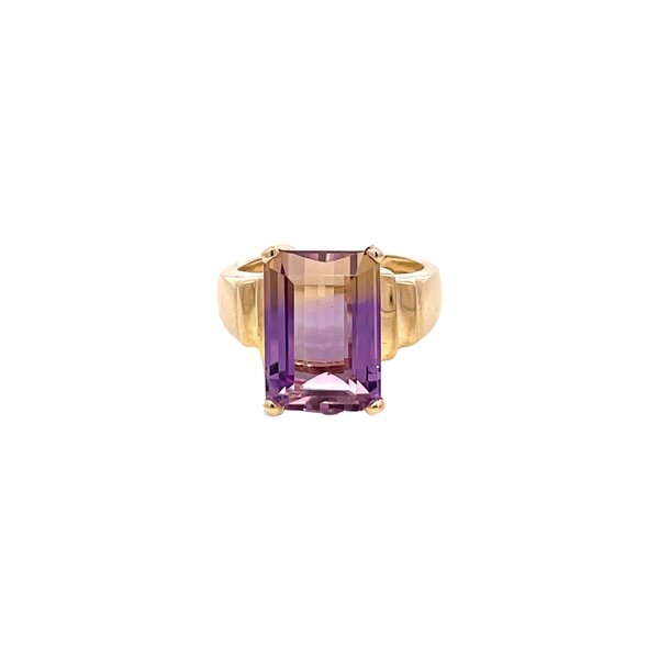 14K Yellow Gold 1980's 6.25ct Ametrine Solitaire Ring Size 7