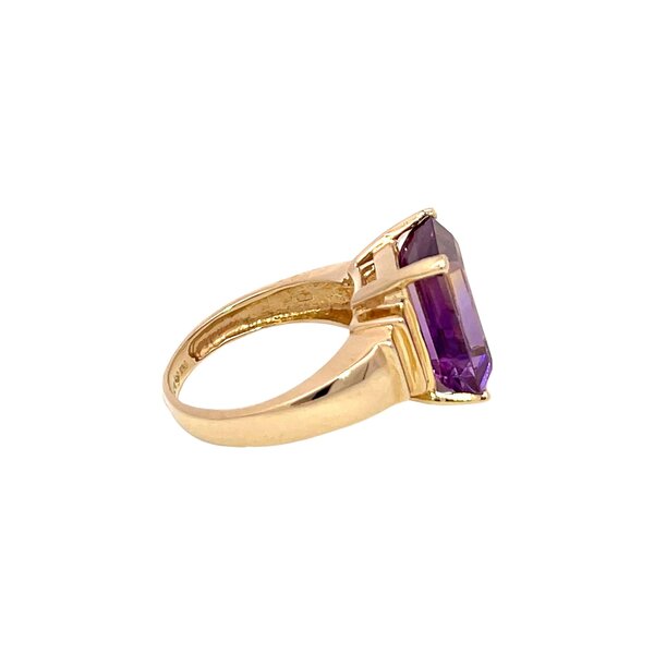 14K Yellow Gold 1980's 6.25ct Ametrine Solitaire Ring Size 7