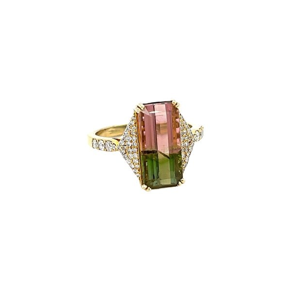 Buy Watermelon Tourmaline Ring, Bicolor Engagement Ring, Unique Baguette  Ring, Pink Green Ring Online in India - Etsy