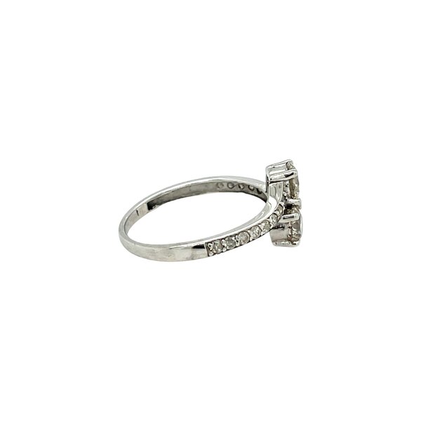 14K White Gold 1960's 1.21ct Diamond Bypass Ring Size 7