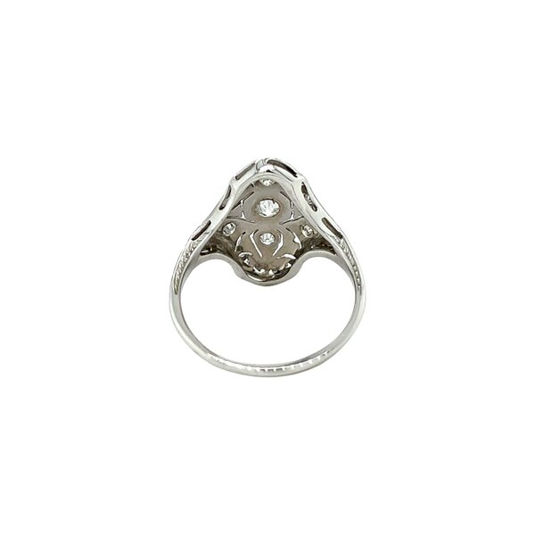 18K White Gold 1930's .25ct Diamond Navette Ring Size 6.5