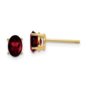 14KY .50ct Oval Garnet Post Earrings