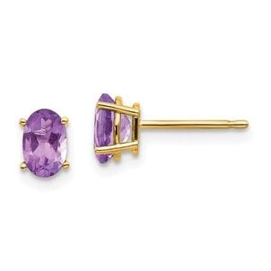 14KY .84ct Oval Amethyst Post 14K Yellow Gold .84ct Oval Amethyst Post Earrings