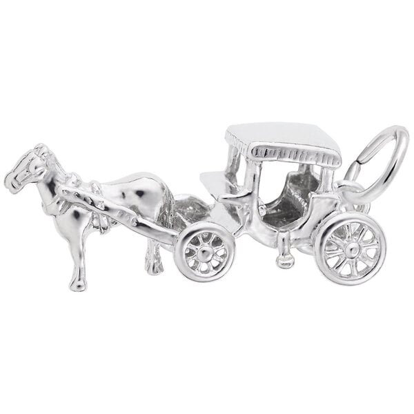 Sterling Silver Horse & Carriage Charm 27.93 mm x 8.96 mm