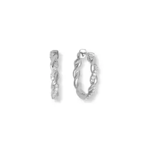 Sterling Silver CZ Twisted Hoops 20mm