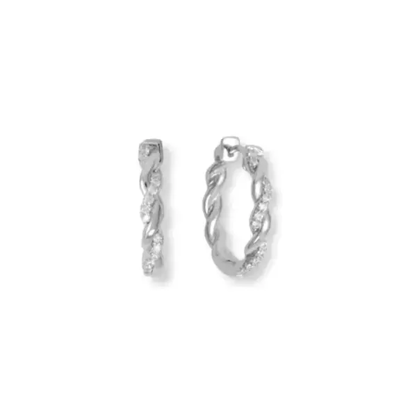 Sterling Silver Cubic Zirconia Twisted Hoops 20mm