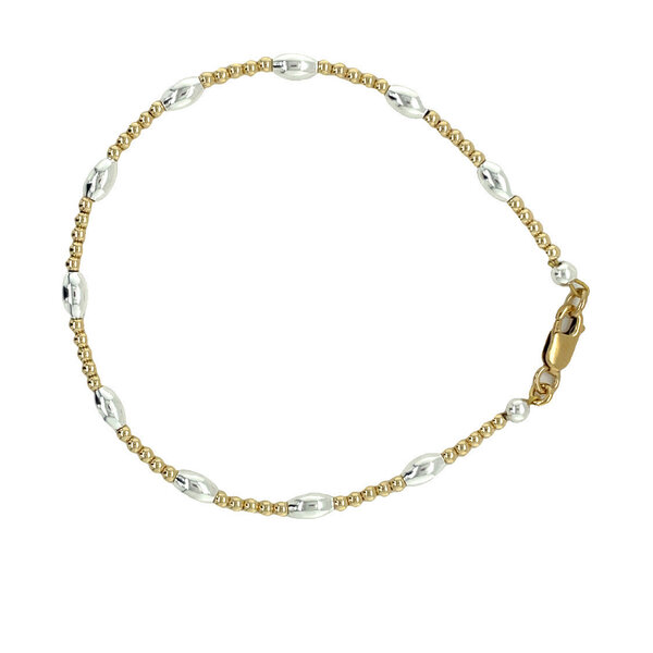 Gold Filled/Sterling Silver Round & Rice Bead Bracelet
