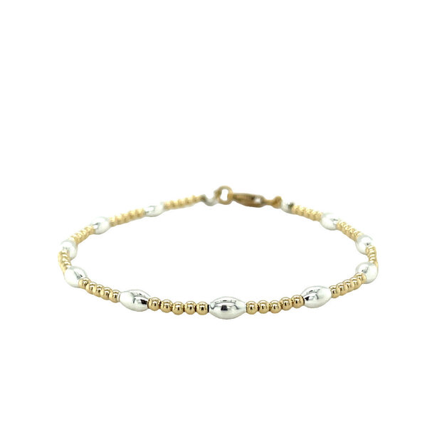 Gold Filled/Sterling Silver Round & Rice Bead Bracelet