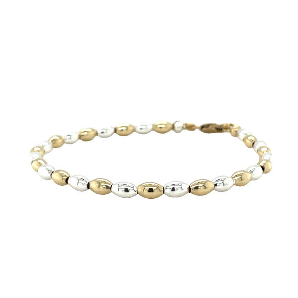 Gold Filled and Sterling Silver Alternating Rice Bead Bracelet