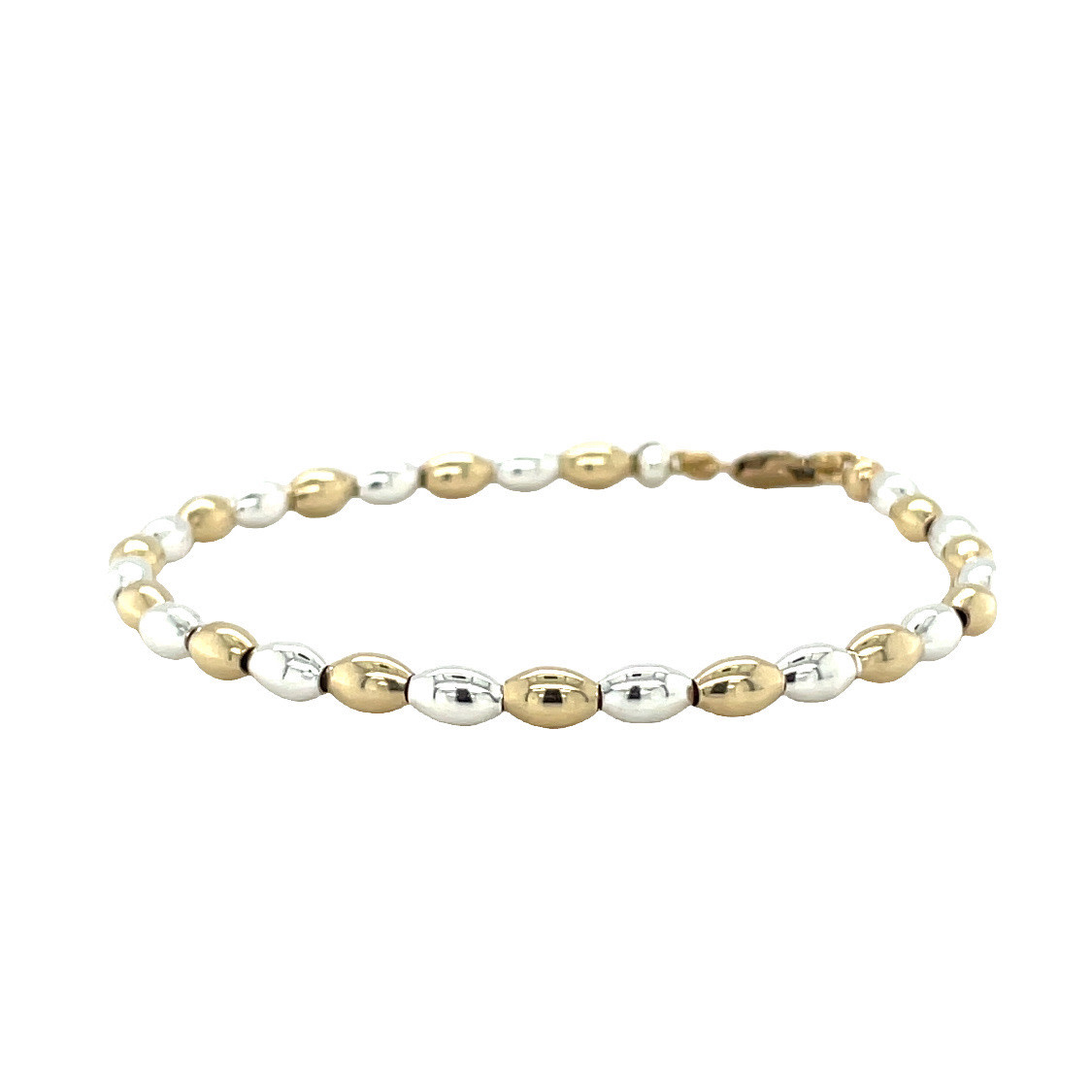 Gold Filled & Sterling Silver Alternating Rice Bead Bracelet Gold