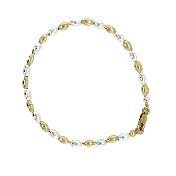 Gold Filled & Sterling Silver Alternating Rice Bead Bracelet