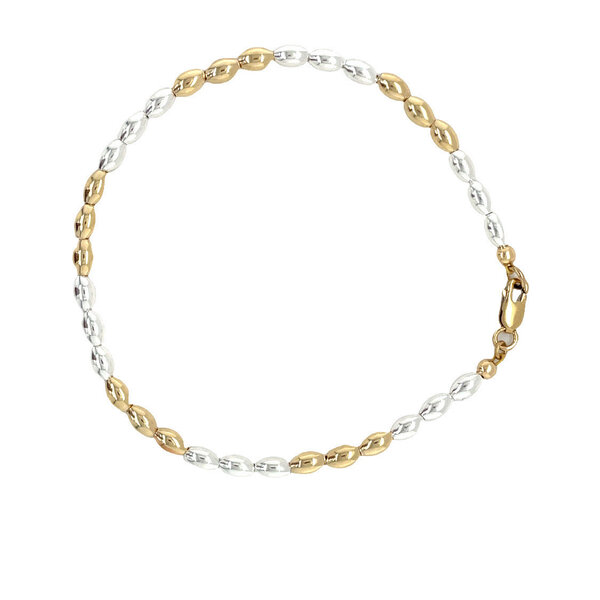 Gold Filled and Sterling Silver Triple Rice Bead Bracelet