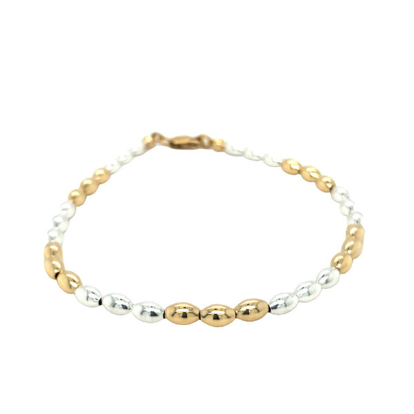 Gold Filled and Sterling Silver Triple Rice Bead Bracelet