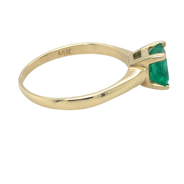 14KY 1970's .82ct Emerald Solitaire Ring Sz 7