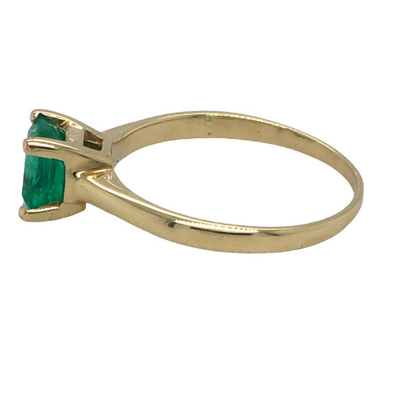 14KY 1970's .82ct Emerald Solitaire Ring Sz 7