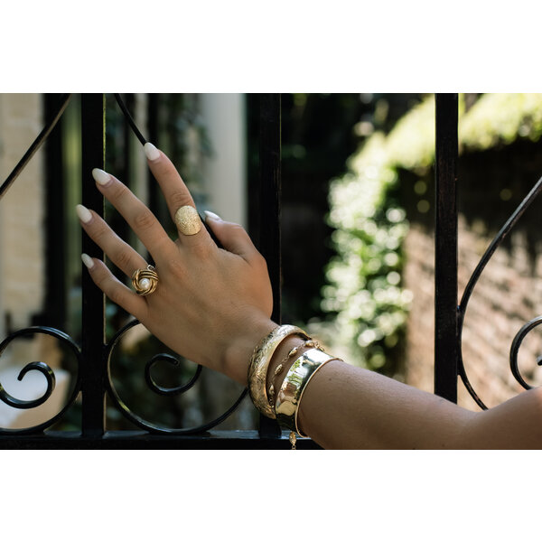 14K Yellow Gold Diamond Cut Sweetgrass Wrap Ring