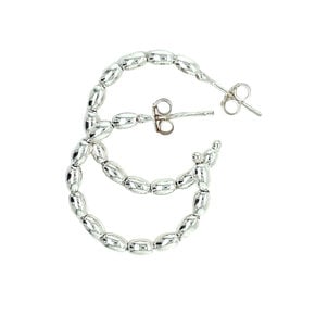 Sterling Silver Medium 25mm Rice Bead Hoops