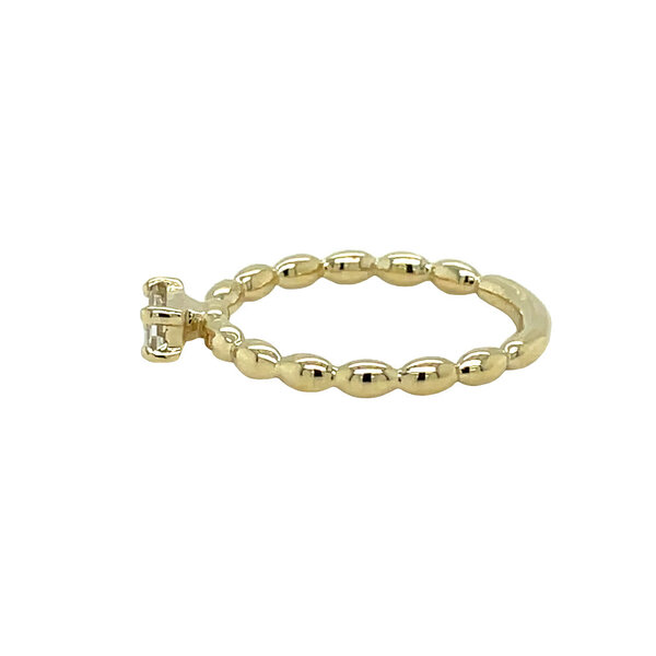 14K Yellow Gold Gold Creations Charleston Rice Bead Stackable .26ct Baguette Lab Diamond East To West Ring Size 7