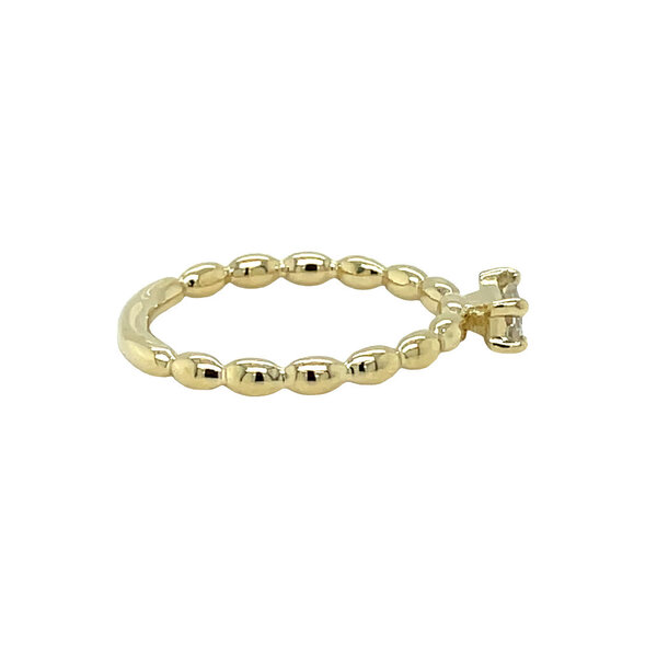 14K Yellow Gold Gold Creations Charleston Rice Bead Stackable .26ct Baguette Lab Diamond East To West Ring Size 7