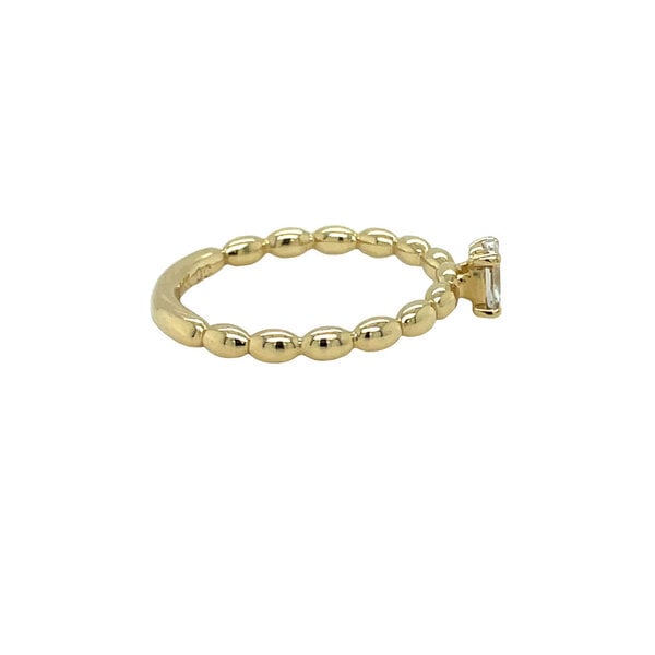 14K Yellow Gold GC Charleston Rice Bead Stackable .33ct Oval Lab Diamond Ring Size 7