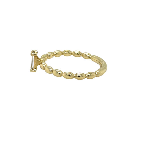 14K Yellow Gold Gold Creations Charleston Rice Bead Stackable .26ct Baguette Lab Diamond Ring Size