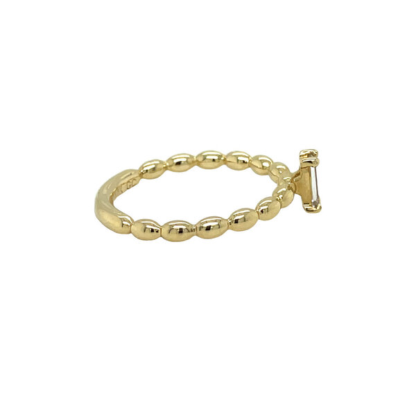 14K Yellow Gold Gold Creations Charleston Rice Bead Stackable .26ct Baguette Lab Diamond Ring Size