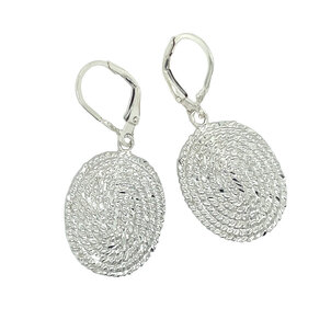Sterling Silver Oval Diamond Cut Sweetgrass Medium Earrings
