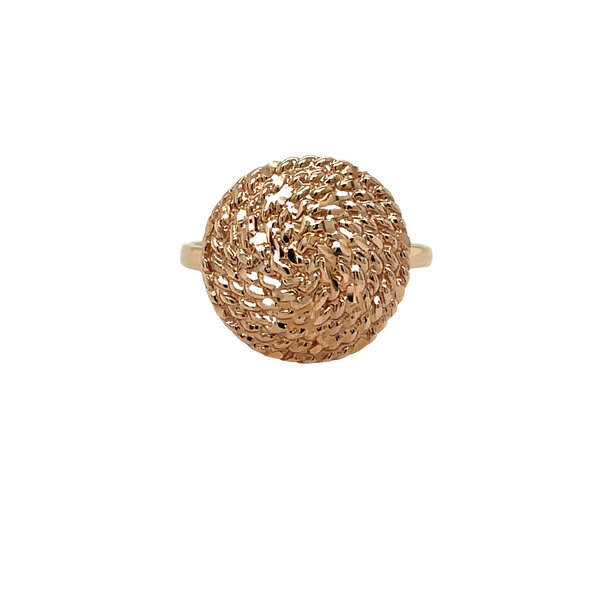 14K Rose Gold Diamond Cut Sweetgrass Round Ring