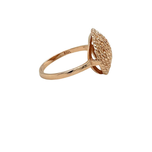 14K Rose Gold Diamond Cut Sweetgrass Round Ring