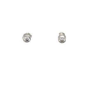 18KW Early 2000's .20ct Dia Bezel Post Earrings