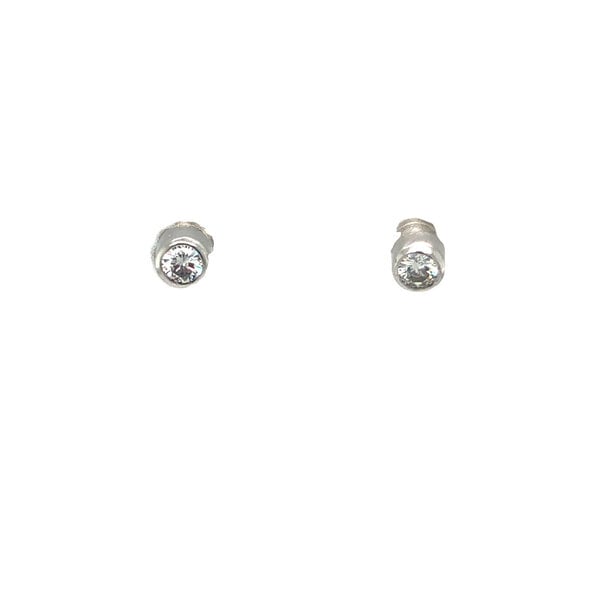 18K White Gold Estate .20ct Diamond Bezel Post Earrings