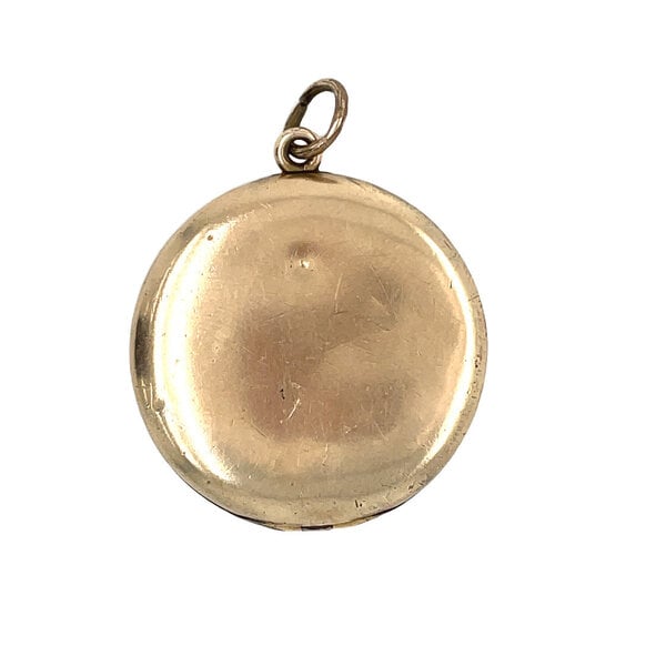 Rosy Gold Filled 1900-1910 Star & Moon Glass Stone Locket