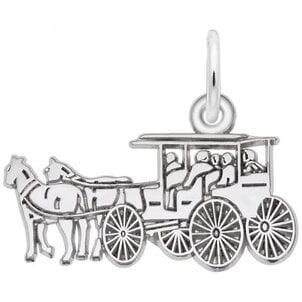 Sterling Silver Flat Horse & Carriage Charm